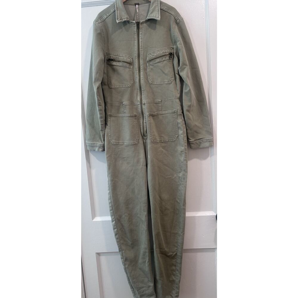 Free People Olive Utility Zip-Front Jumpsuit - Picture 6 of 16